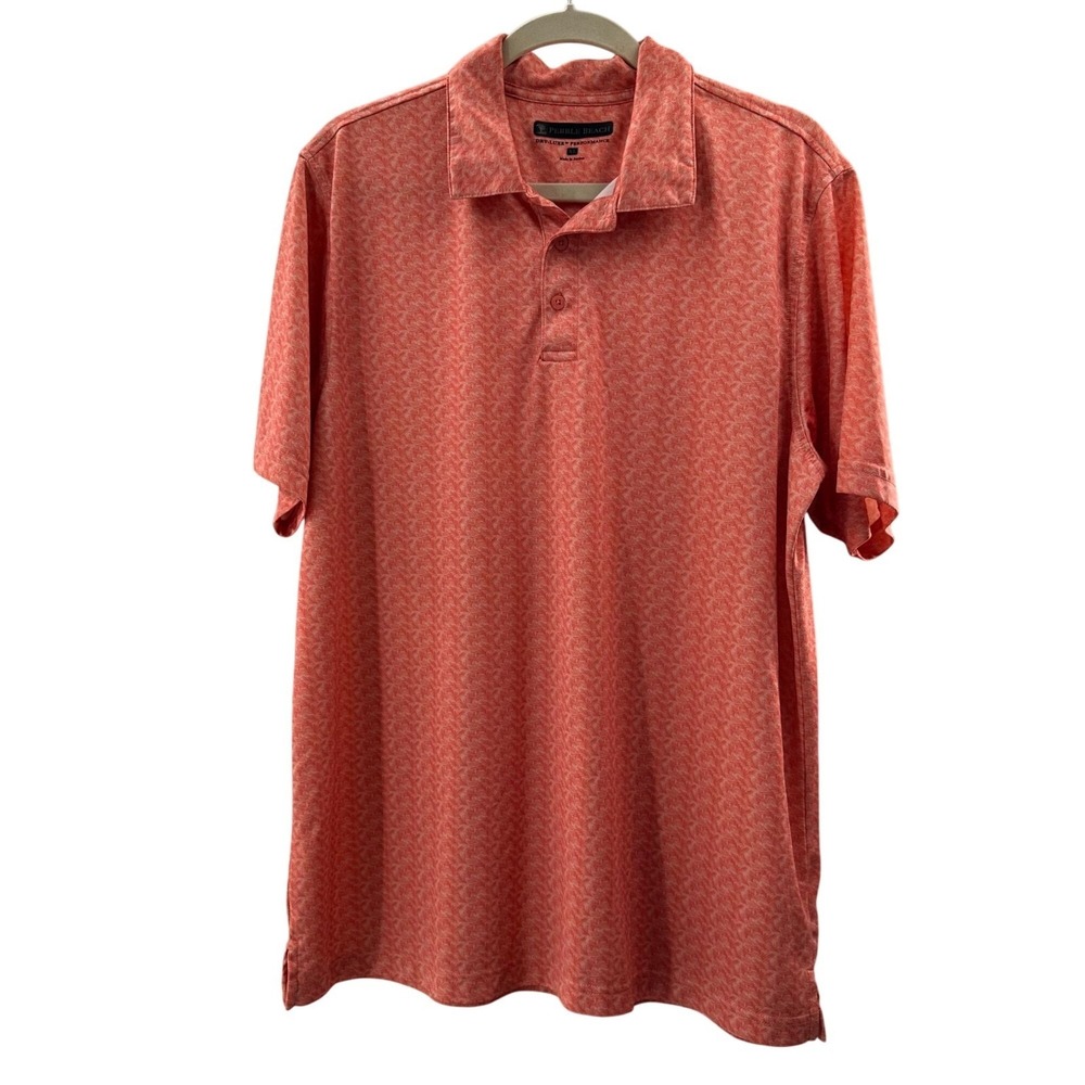 Pebble Beach Dry-Luxe Performance Polo Shirt XL Coral Golf Tennis Preppy‎